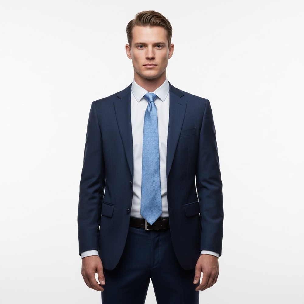 VERSACE CLASSIC V2 BLUE GEOMETRIC SILK TIE MEN'S